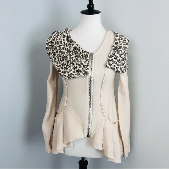 Anthropologie Sweaters - Anthropologie Moth Tea Rose Peplum Asymmetrical Cardigan Sweater